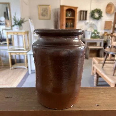 Buy Big Vintage Pottery Salt Glaze Stoneware Pot - Rough Rustic Utensil Holder Vase • 18£