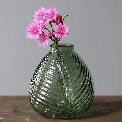 Buy Small Vintage Green Vase | Textured Leaf Design | Bud Vase Table Decor • 6£