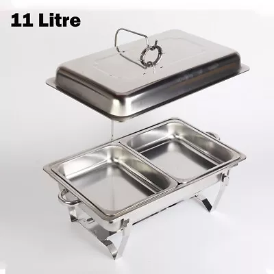 Buy 11 Litre Buffet Chafing Dish Food Warmer Hot Plate 2 Tray With 2 Serving Tongs • 49£