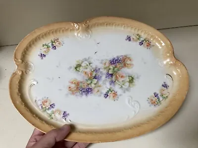 Buy Antique H&co Limoges France Hand Painted Large Tray With Rose Flowers 13” X 9.5” • 46.49£