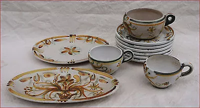 Buy Keraluc Quimper Vintage Hand Painted Ceramic Set Dish Cup Saucers 1960 • 113.85£