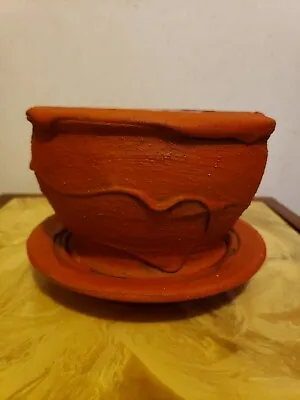 Buy Wood Fired Terracotta Art Pottery Flower Pot Kansas Artist Signed • 24.07£