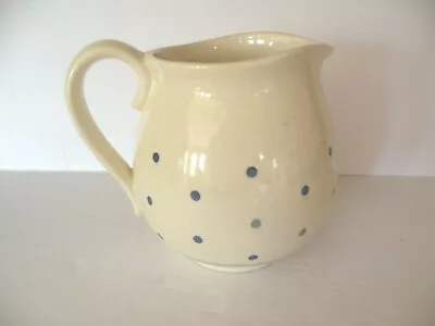 Buy Old Steingut East German Milk Pitcher Pottery Blue Polka Dots 5  Tall • 19.91£