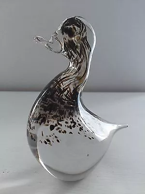 Buy Vintage Wedgwood Studio Art Glass Clear & Brown Fleck Duck Bird Paperweight • 16.99£