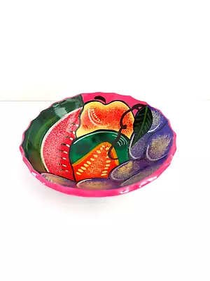 Buy Mexican Talavera Pottery Tri Footed Salsa Trinket Bowl Painted Pink Fruits 5.5” • 10.73£