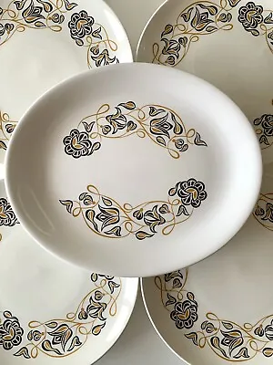Buy Set Of 4 Poole Pottery Desert Song Dinner Plates 25.5cm + 1 Oval 30cm Platter • 20.79£