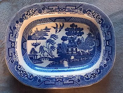 Buy Blue Willow Serving Plate Ridgway England Semi China Approx 30x24cm Some Damage • 34.99£