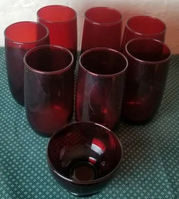 Buy Lot Of 9 Vintage Ruby Red Glassware Cups 5  Tall & Ashtrays  • 56.22£