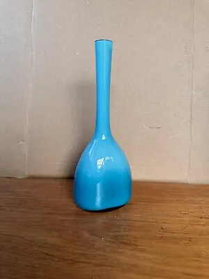 Buy Vintage Blue & White Cased Retro Glass Bud Vase Scandinavian? • 19.99£