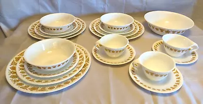 Buy Vtg Corelle Butterfly Gold 19 Pc Dinnerware W/ 3 Place Settings & 1 Serving Bowl • 48.21£