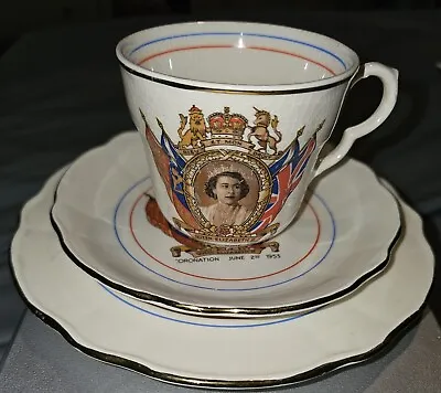 Buy Washington Pottery Queen Elizabeth II Coronation Cup And Saucer And Plate Unbox • 15£