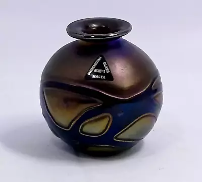 Buy Phoenician Glass Iridescent Vase /  Art Glass / Malta / Bud Vase • 14.99£