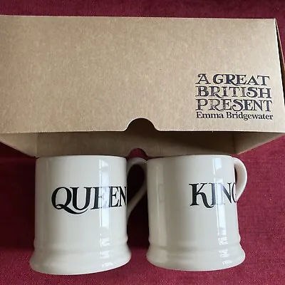 Buy Brand New Emma Bridgewater Set Of 2 Black Toast King & Queen 1/2 Pint Mugs • 23£