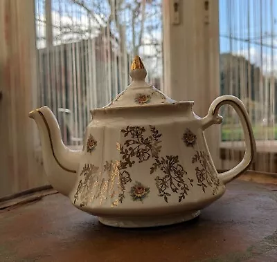 Buy Price Kensington Potteries #3816 Made In England, Oporto Gilded Floral Teapot Po • 25£