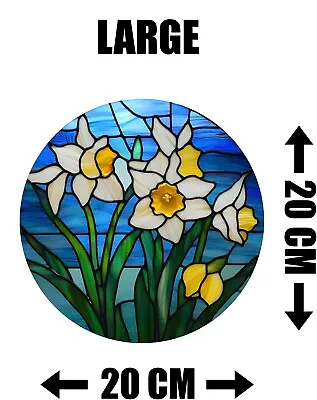 Buy Decorative Daffodil Flower Stained Glass Effect Static Cling Window Sticker Gift • 9.99£