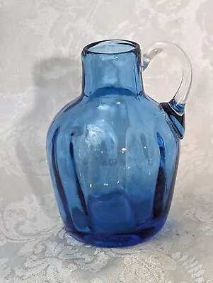 Buy Small Handblown Cobalt Blue Jug With Attached Handle Vintage. • 13.67£