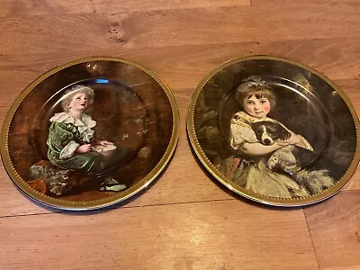 Buy Pair Of Vintage Fine English China Decorative Plates Depicting Children • 12.95£