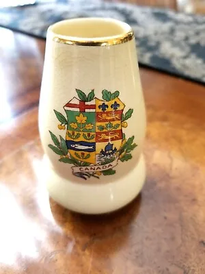 Buy Antique Royal Winton Grimwades Small Bud Vase With Gold Trim And Canadian Crest. • 23.68£