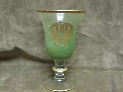 Buy Vintage Scottish Art Glass Monart Goblet With Gold Celtic Design On Front Green • 37.60£