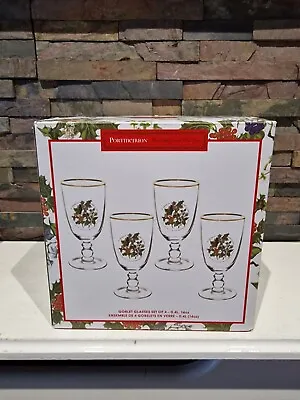 Buy Portmeirion : The Holly And The Ivy - 4 X Christmas Goblet Glasses - 0.4L. NEW. • 22.95£