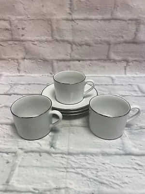 Buy Royal Worcester Classic Platinum Tea Cups & Saucers X3 Ex. Cond • 4.99£