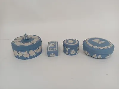 Buy Wedgwood Jasperware Blue Bundle Of 4 Pill Trinket Boxes Lidded Pots Ornaments   • 9.99£