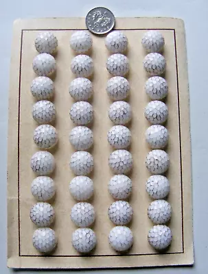 Buy Vintage 1930s White Gold Czech Glass Buttons Round Shape Full Card 36 Buttons • 6£