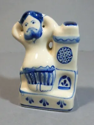 Buy Vintage Shekma Gzhel Russian Blue & White Hand Made Porcelain Male Figure 3.5  • 24.99£