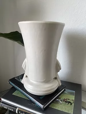 Buy Vintage 1940s McCoy Pottery Art Deco Matte Ivory Glaze Vase 12” H - Rare Find! • 195.63£