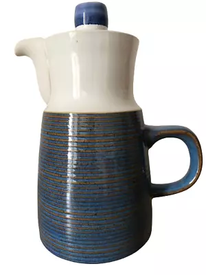 Buy Vintage Denby/Langley Chatsworth Blue White Stoneware Coffee Pot 21cm 1970 • 11.99£