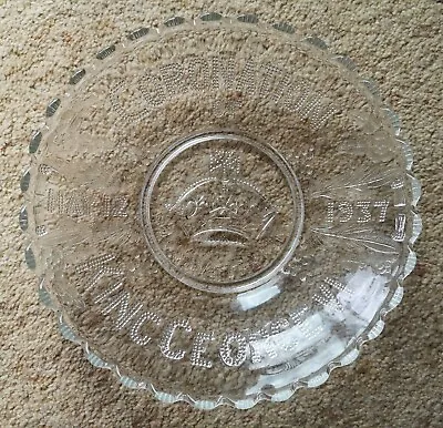 Buy Vintage Glass King George VI 1937 Coronation Plate In Excellent Condition • 2.61£