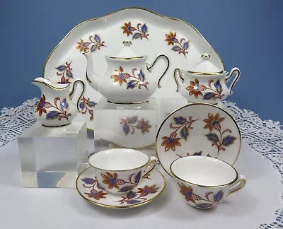 Buy Vintage Crown Staffordshire Miniature Porcelain Gilded Tea Set ~ Imari Palette • 105£