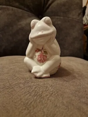 Buy Fenton China Company Frog Figurine White With Pink Roses • 10£