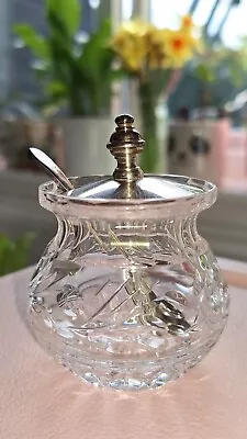Buy Vintage Stuart Crystal Preserve Lidded Jar With Spoon, Silver Lid And Spoon • 9.95£