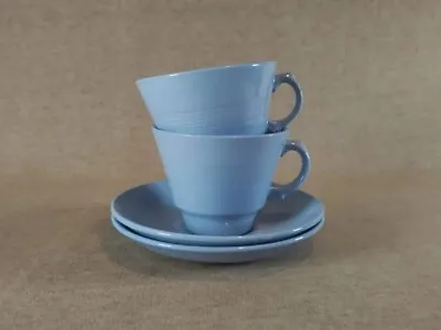 Buy 2x Vintage Woods Ware Iris Blue Tea Cup And Saucer (1940s Utility)  • 9.99£