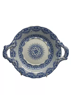 Buy Victorian L.B. Clarence Star Blue/White Handled Dish, Antique ( L113) • 15.57£