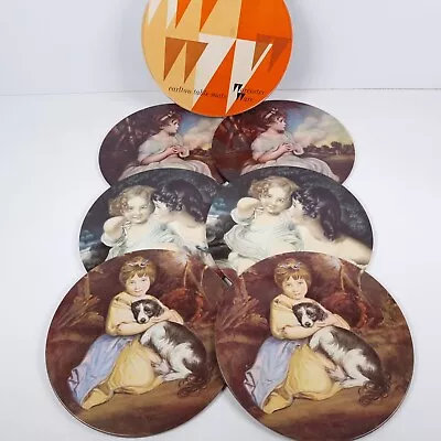 Buy Vintage Placemats Art Portrait Girl Paintings Worcester Ware Round Set Of 6 • 15.37£
