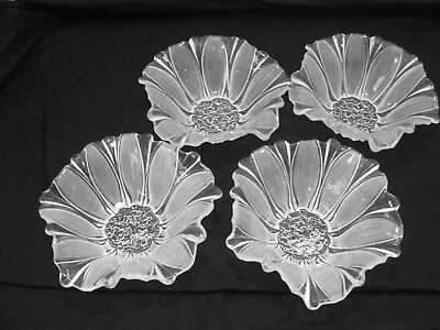 Buy Glass Bowls 4, Opaque & Clear Lalique Style, Sunflower Design • 20£