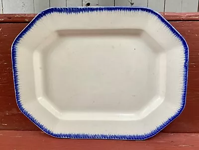 Buy Antique  C. Leeds Pottery Platter Blue Feathered Edge Staffordshire 1850's • 89.89£