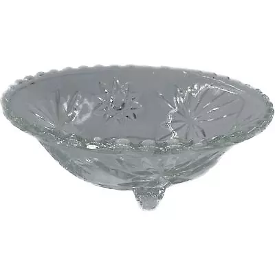 Buy Vintage Pressed Clear Glass Bowl Anchor Hocking 3 Feet Star Of David Candy Dish • 9.21£