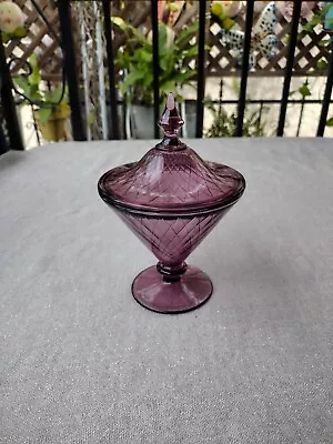 Buy Vintage Amethyst Candy Dish With Lid. • 52.18£