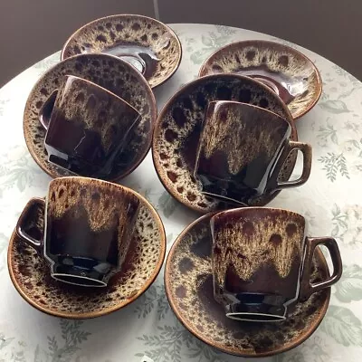 Buy Redruth -foster-vintage-set 4--honeycomb Glazed-pottery Cups & Saucers-vgc -coll • 3.50£