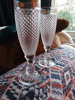 Buy 2 X Vintage Freixenet Crystal Glass Hobnail Champagne  / Proseco Cava  Flutes • 12£