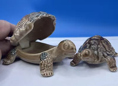 Buy Tortoise Trinket Box With Baby Vintage Pair Of WADE Porcelain Ring Tray Lovely • 14.97£