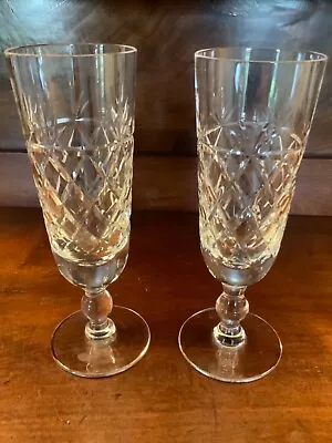 Buy Pair Royal Brierley Lead Crystal Bruce Champagne Flutes • 20£