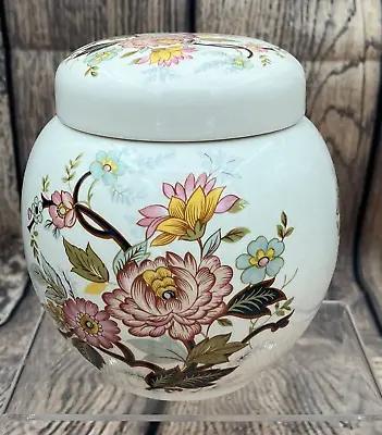 Buy Vintage Sadler Pottery Ginger Jar. Floral Decoration. Pink Peonies. Lidded Pot • 12£
