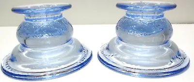 Buy Vintage Indiana Glass Candle Stick Holders PAIR Recollections Blue Madrid • 26.64£