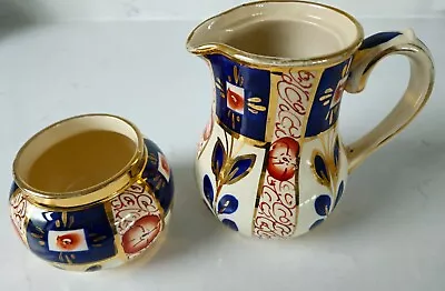 Buy Antique Sudlow's Burslem Art Deco Olga Imari Style Pitcher Milk Jug & Sugar Bowl • 7£