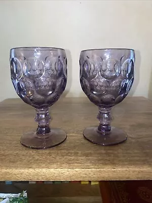 Buy 2 Vintage Purple Provincial Thumbprint Water Goblet By Imperial Glass • 23.71£