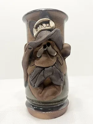Buy VTG Pottery Funny Face 3D Mustache Cowboy Dad Mug Signed Mahon Made Stoneware PT • 43.16£